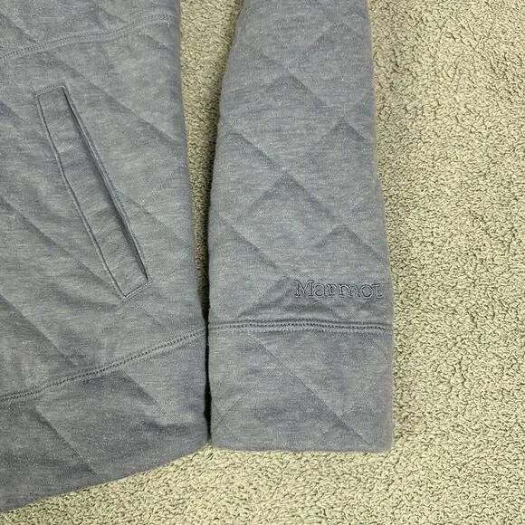 Marmot Sweater Womens Small Blue Quilted 1/4 Snap Pullover Casual Outdoor - Picture 2 of 11